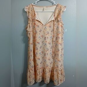 Sundays Orange Pink Sleeveless V-neck Sundress